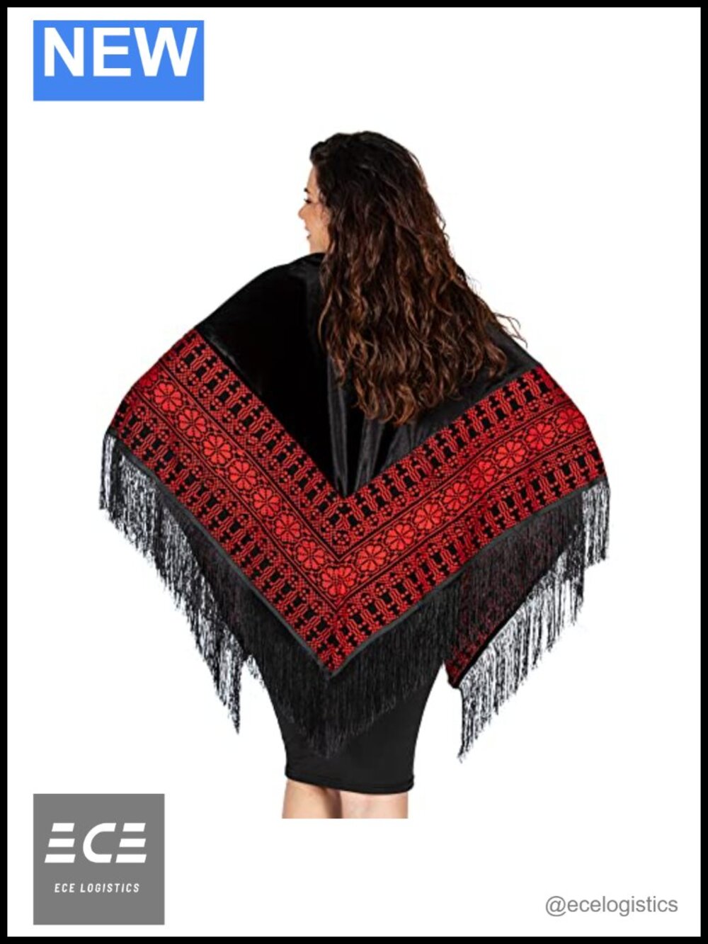 Palestinian Tatreez Embroidered Velvet Shawl Wrap Handmade Hebron